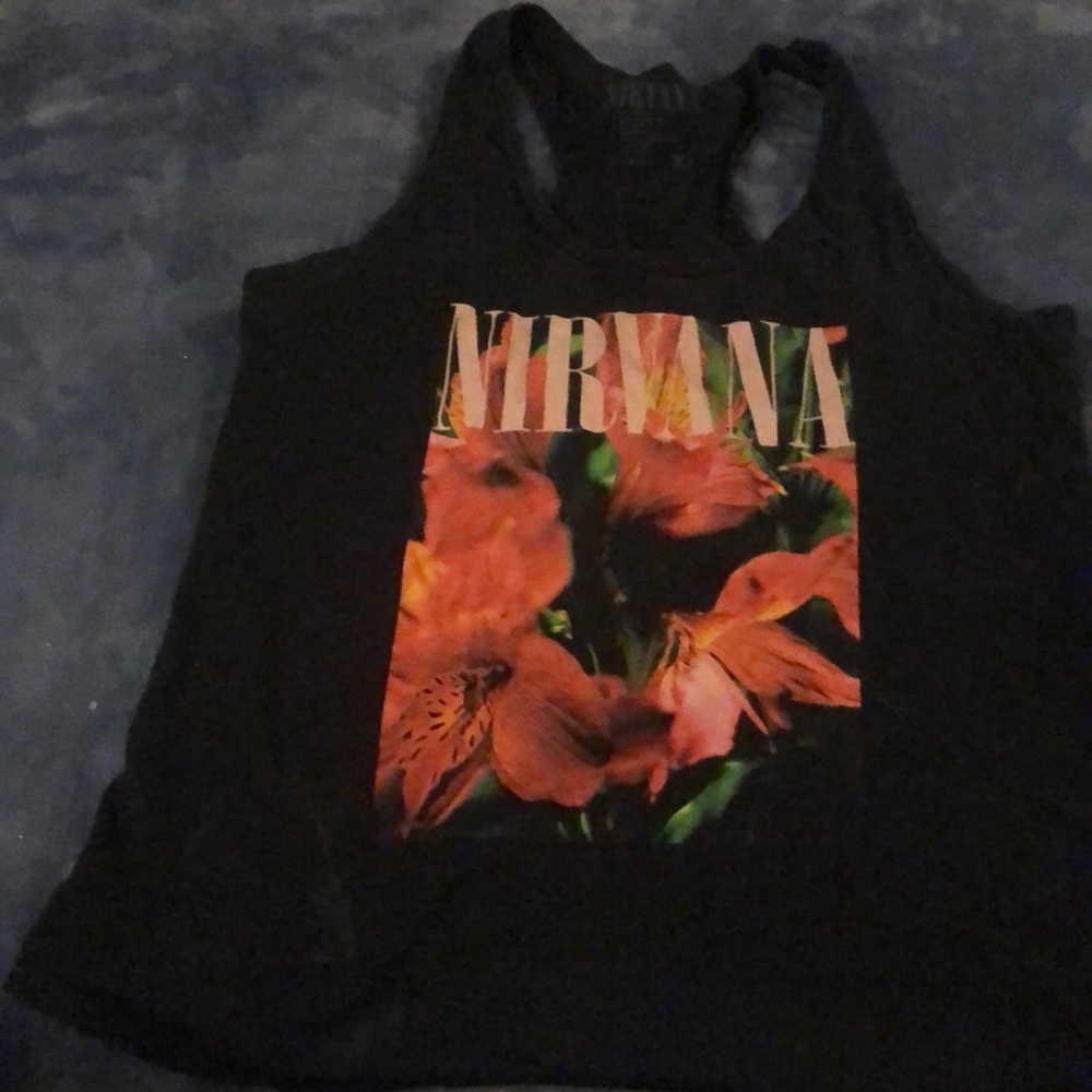 NIRVANA Black racer back tank top